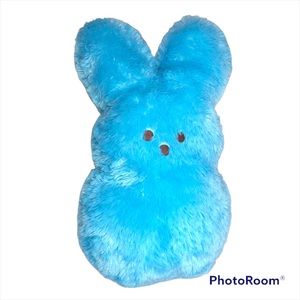 Peeps Plush Blue Bunny Rabbit 15” Weighted Bottom Just Born Fluffy Shaggy Easter